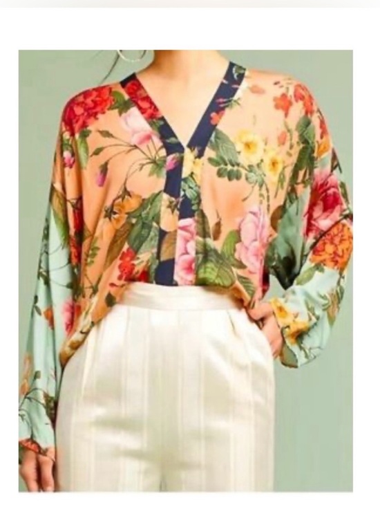 FARM Rio Tops - Farm Rio Floral Kimono Top Size XL Tie-back Kimono Sleeves